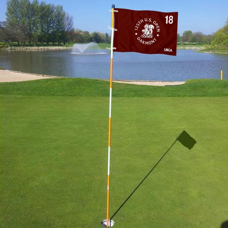 2BUT 2025 US Open Flag Oakmont Golf Pin USGA Flag Practic Putting Green Golf Flag For Backyard Garden Double-Sewn 600D Nylon Miniature Pin Flag (Red 20"x13" Grommet) - Image 4